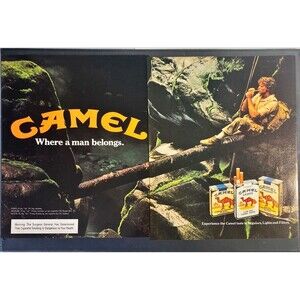 Camel Cigarettes "Where a Man belongs: Nature Scene" 2-page Print Ad 1982